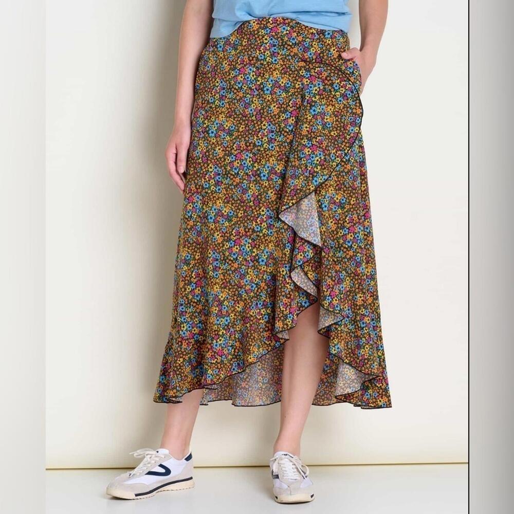 LAST ONE! NWT Toad&Co XS Sunkissed Floral Ruffle Wrap Maxi Skirt‎ UV Protection